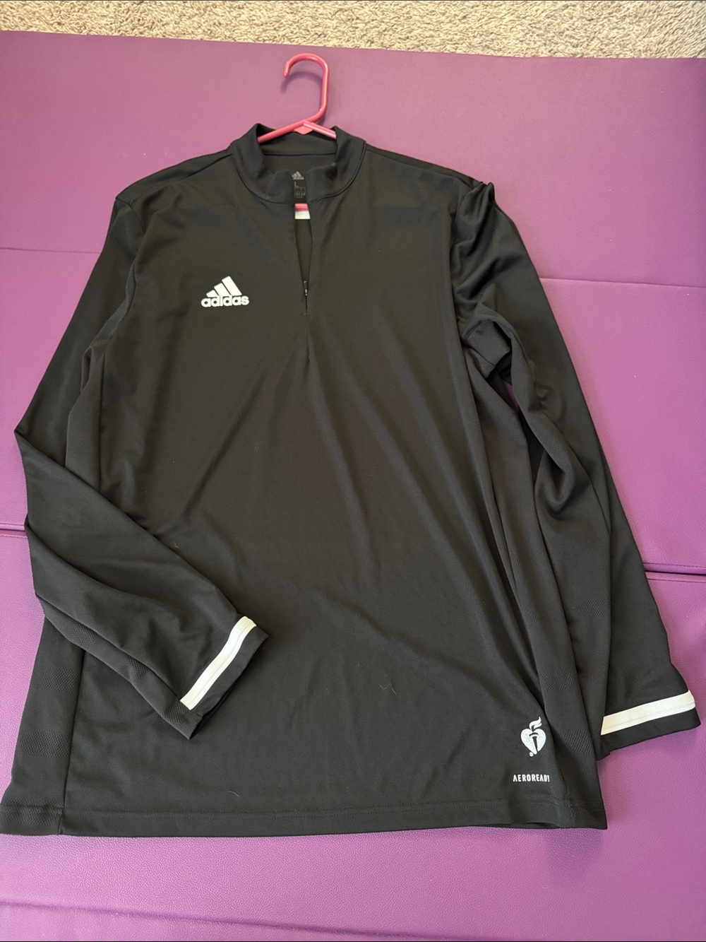 adidas Black Long-Sleeve Quarter-Zip Training Pullover